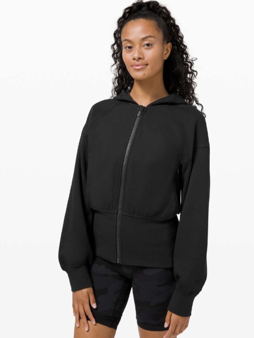Lululemon Hugged Waist Cotton Terry Full Zip Hoodie Size 6 Black LW3ECTS EUC
